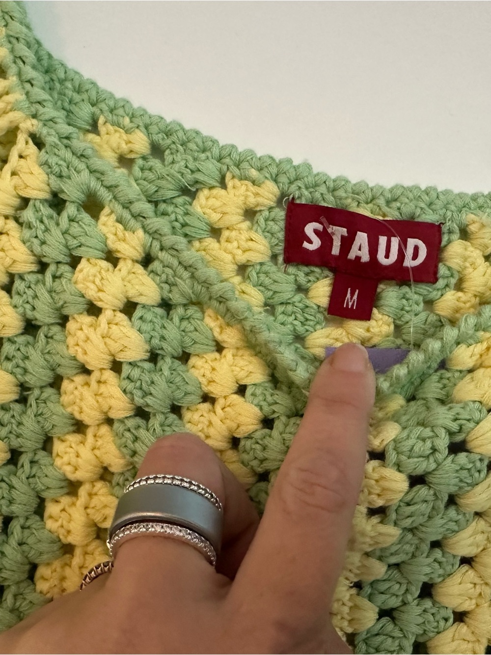 STAUD Mint Green and Pale Yellow Crochet Tank - Picture 2 of 3
